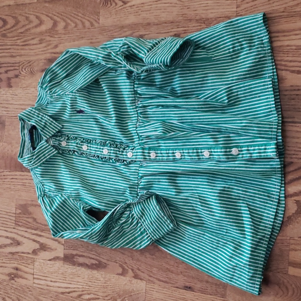 (3T) POLO Ralph Lauren Striped Dress 100% Cotton Academia Collared Ruffle